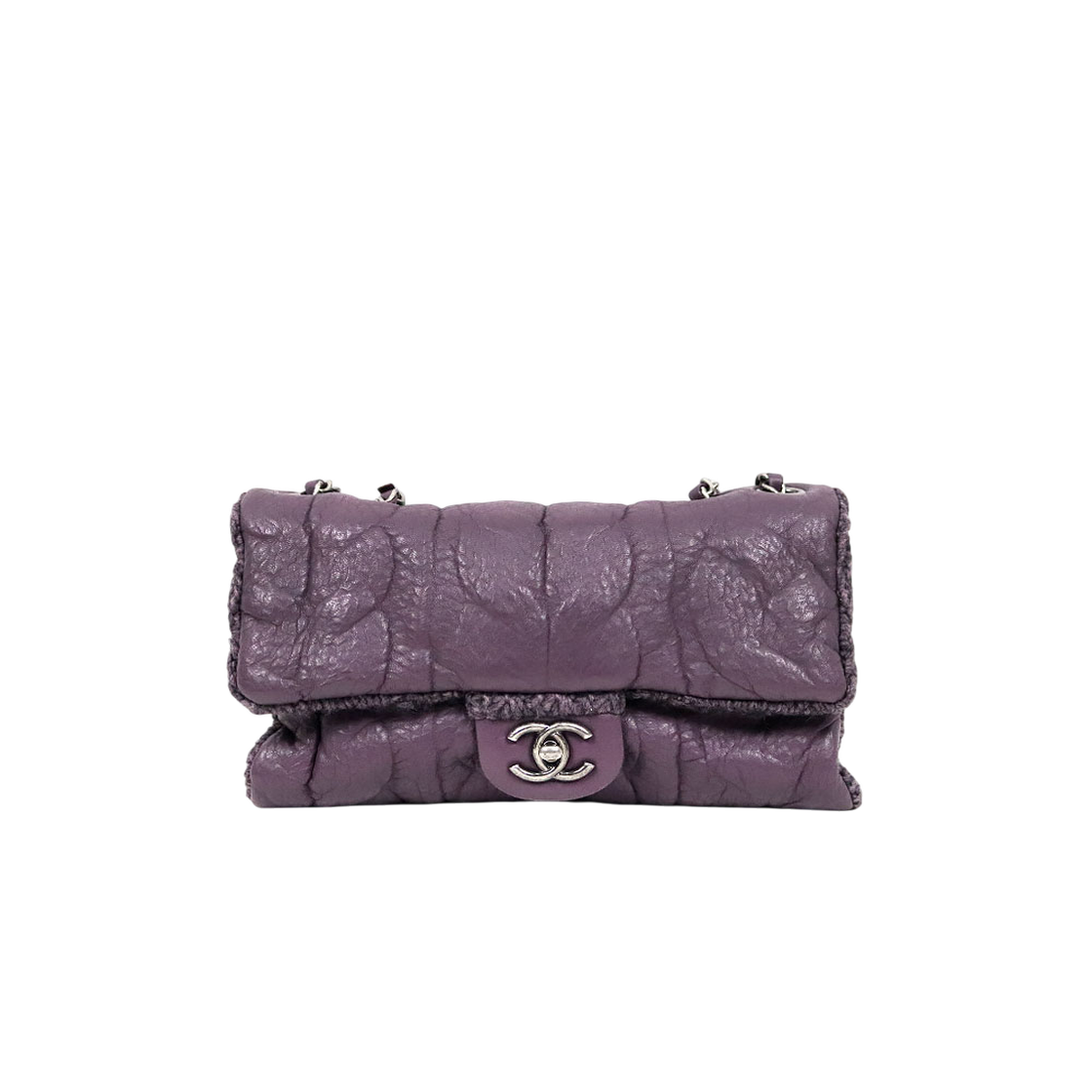 ITRLHPFQOB9N Chanel Purple CC Wool Knit Flap Chain Shoulder Bag A-A62646