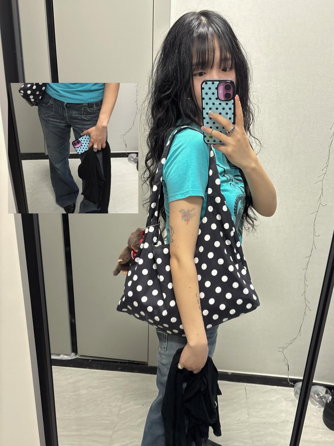 earpearp Baby Blue Dot Epoxy Bumper Case 착용 스타일 - 2