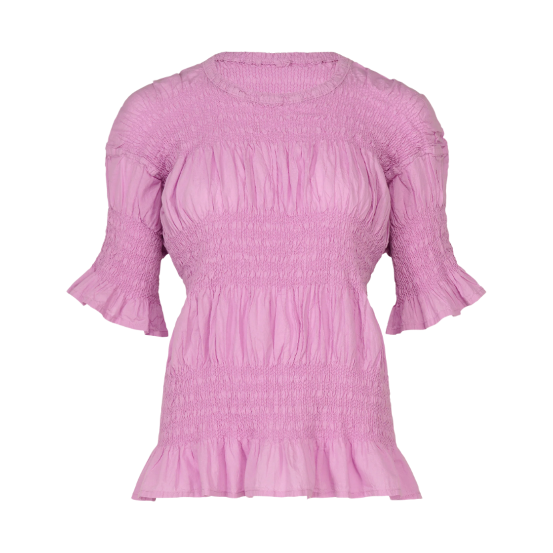 MI64-FK401-20 (W) Me Issey Miyake Shrink Stripe Short Sleeve Top Rose Pink