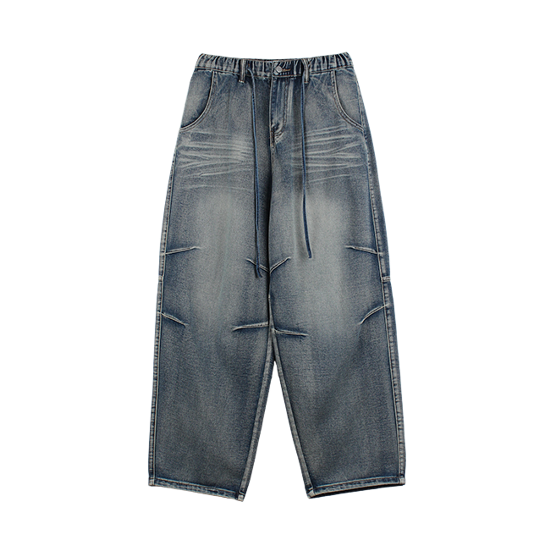 지크립 빈티지 워싱 다트 커브드 데님 와이드 밴딩 팬츠 블루(GCLIP Vintage Washed Dart Curved Denim Wide Banding Pants Blue) - 1