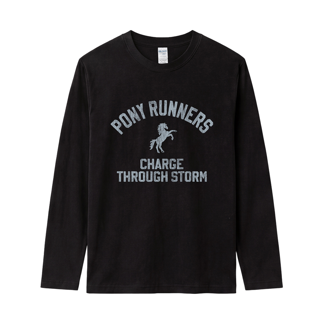 76400_Black Gildan X Vintage Collection PONY RUNNERS Long Sleeve T-Shirt Black