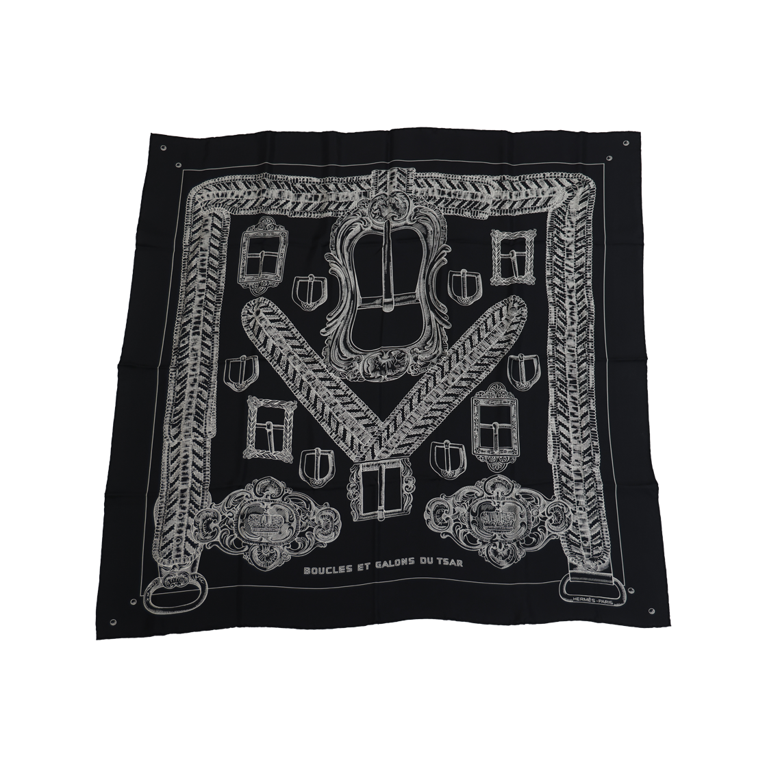 ITD4GK675IT5 Hermes Boucle Washed Carre Scarf Silk Black