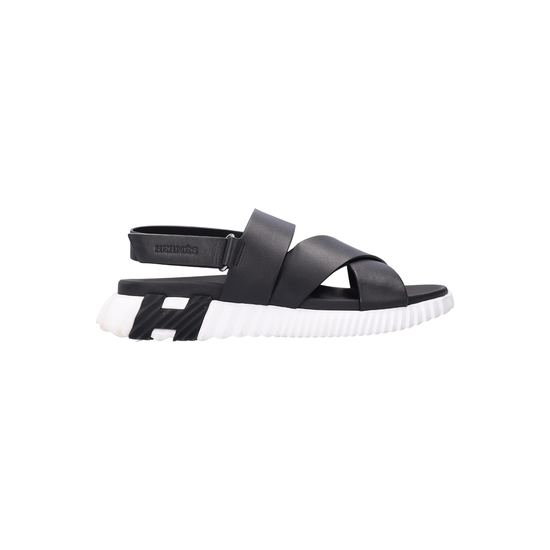 ITCFCIPQORHF Hermes Electric Sandals Leather Black & White