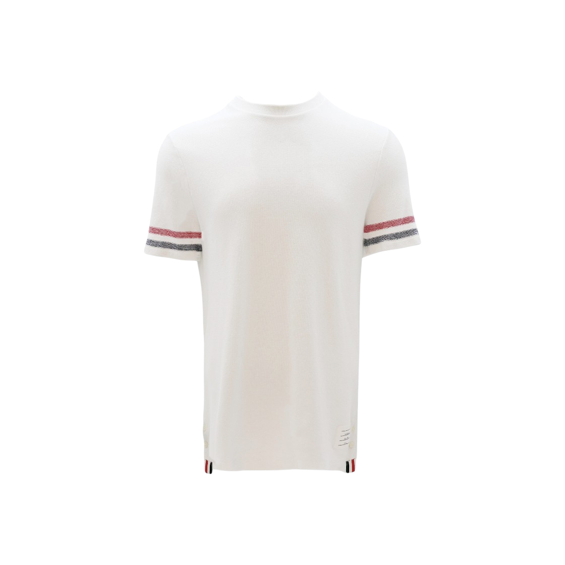 IT9NL36RUGK7 Thom Browne RWB Trimmed Textured Cotton T-Shirt MJS204A