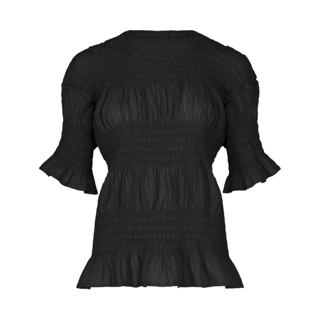 MI64-FK401-15 (W) Me Issey Miyake Shrink Stripe Short Sleeve Top Black