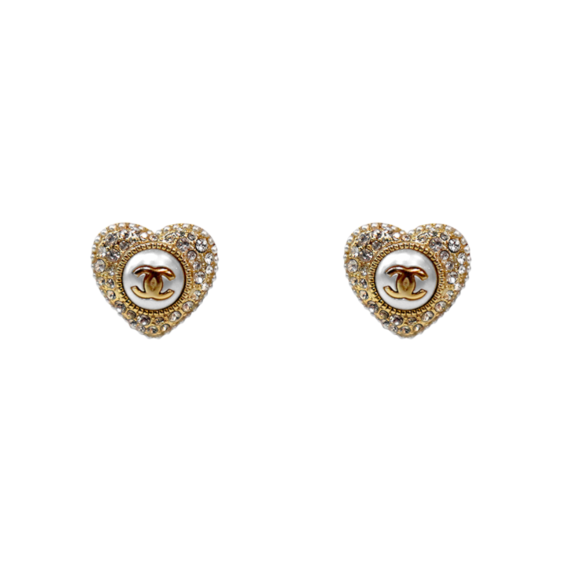IT8STDOT6JGV Chanel Heart Cubic Earrings C-B62475