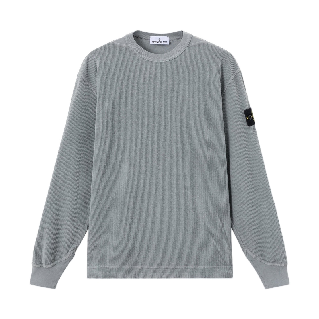 L2S1561000-30S0444-V0060 Stone Island 6100030 Jersey Corduroy Comfort-Fit Crewneck Sweatshirt with Shoulder Inserts Grey - 26FW