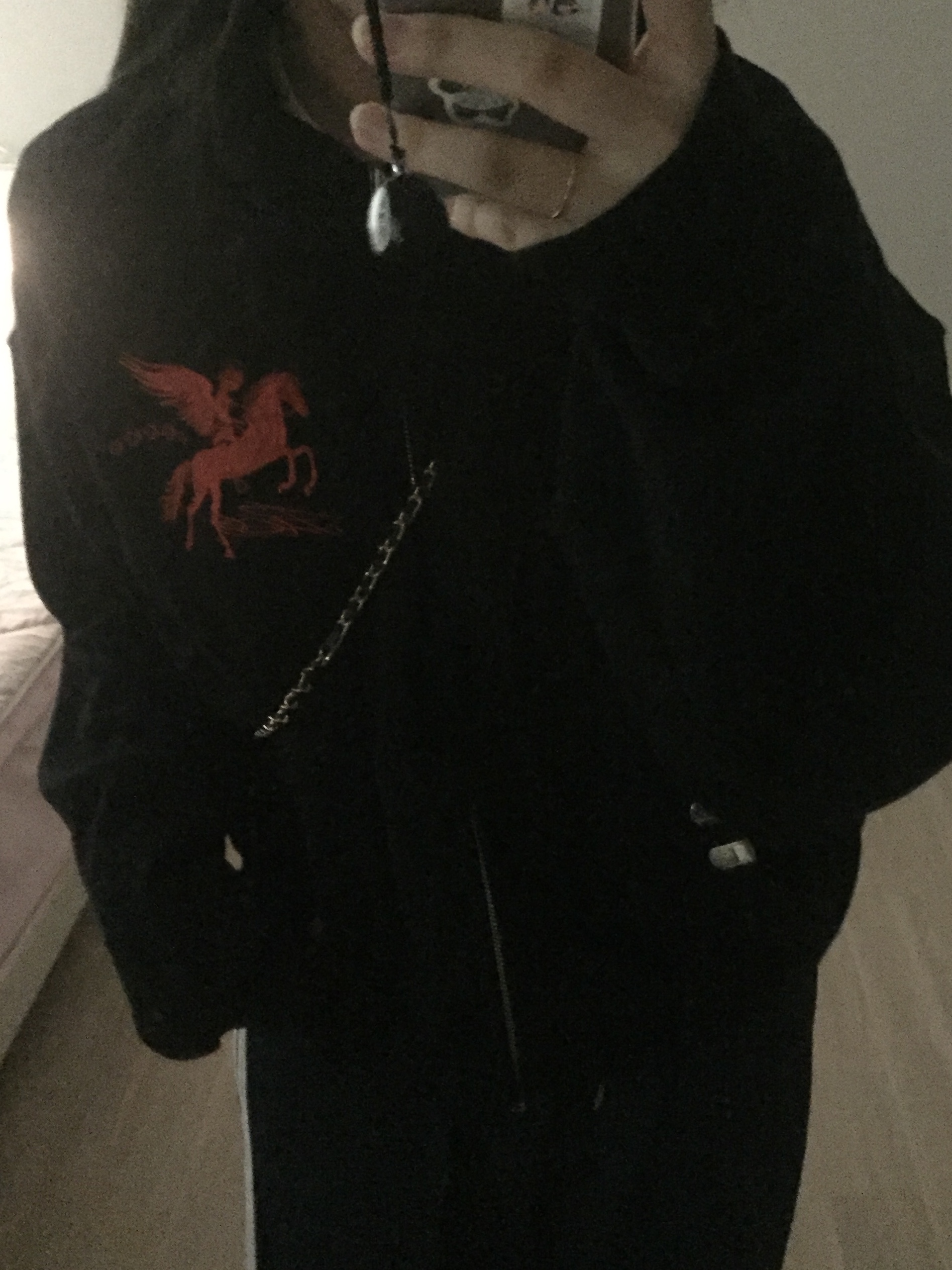 [트리플적립] PACOSPLY Falling Angel Zip Up Hoodie Black 착용 스타일 - 2