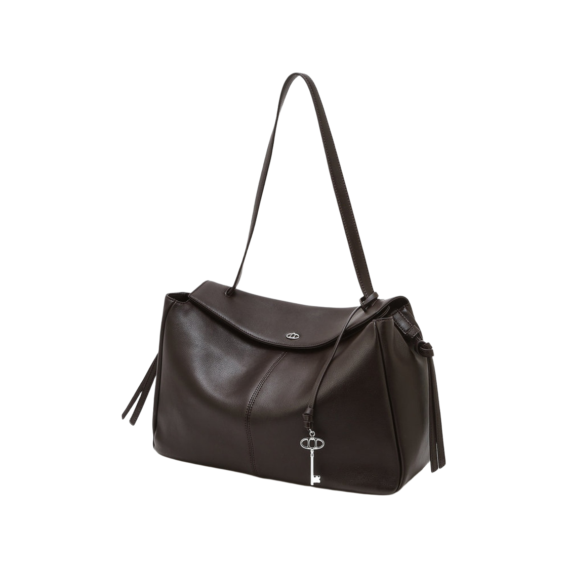 AABA6F286W3 Athe Vanessabruno Acc Demain Dark Brown Leather Demain Shoulder Bag L Dark Brown