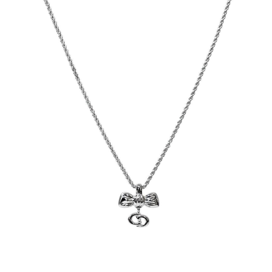 IT6Q3WM3CNJ6 Dior Ribbon CD Silver Necklace A-B60554