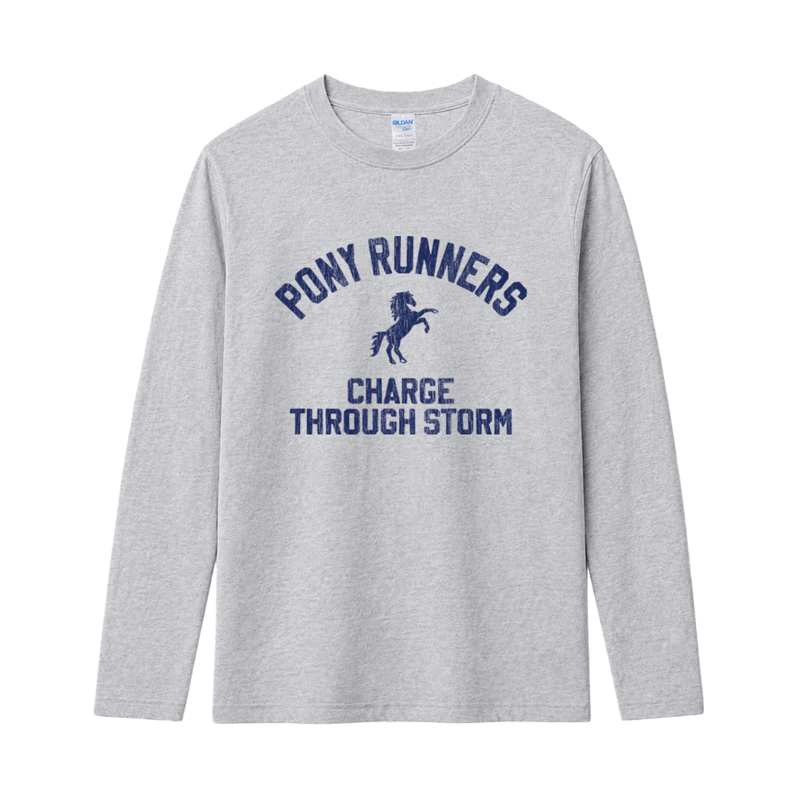 76400_Gray Gildan X Vintage Collection PONY RUNNERS Long Sleeve T-Shirt Grey