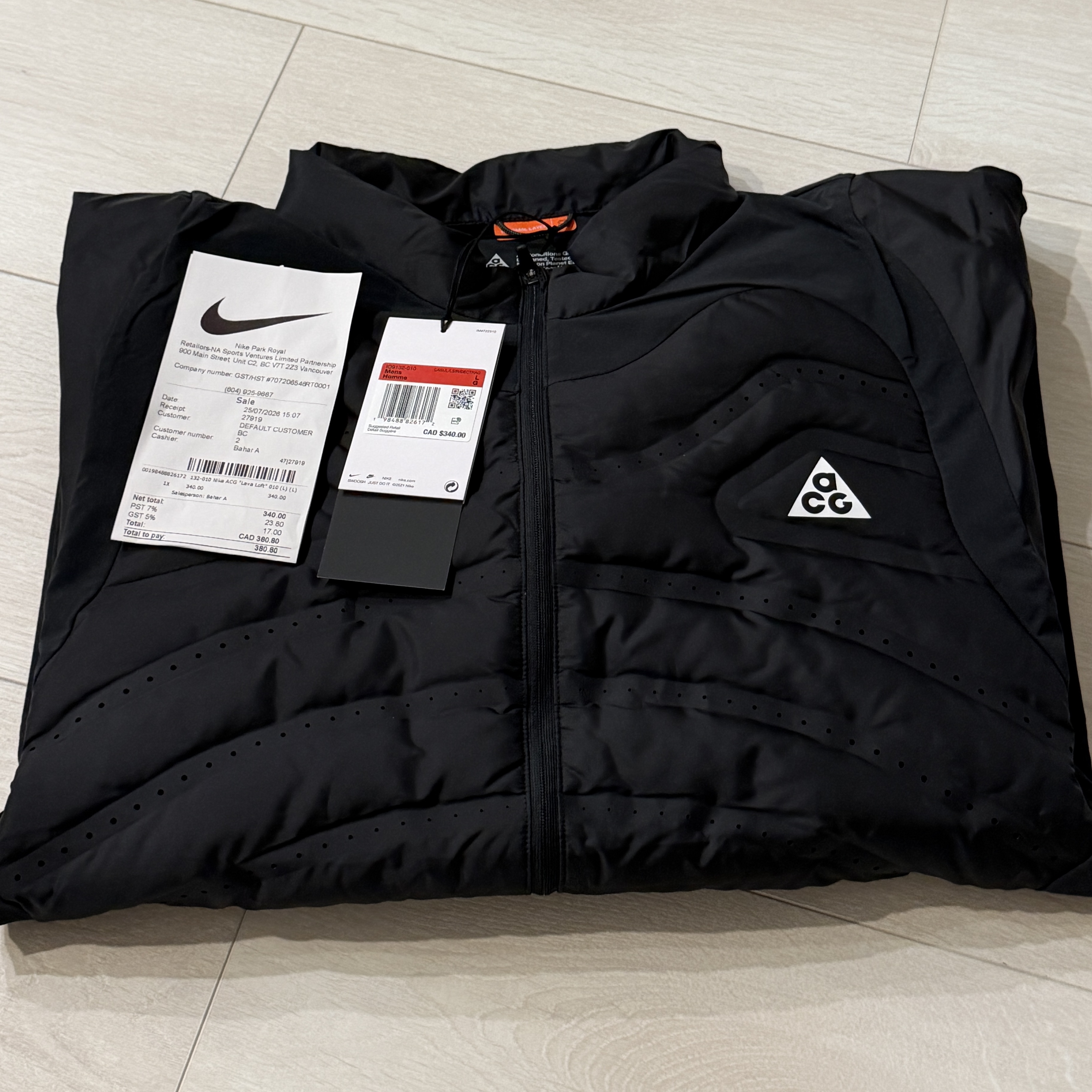 Nike ACG Lava Loft Therma-Fit Jacket Black Summit White - US/EU 착용 스타일