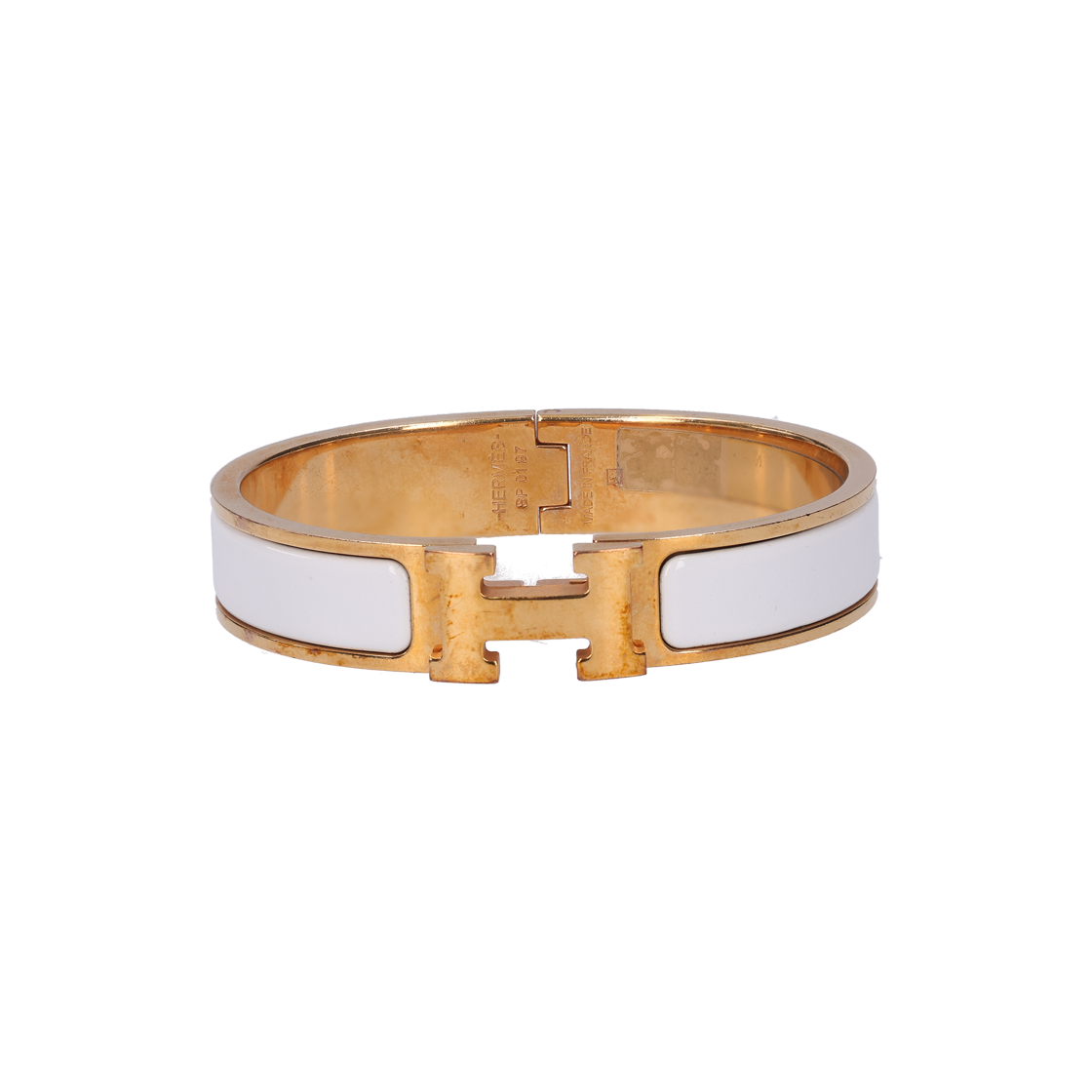 ITJPKTWVTQL9 Hermes Click H Bracelet Gold White