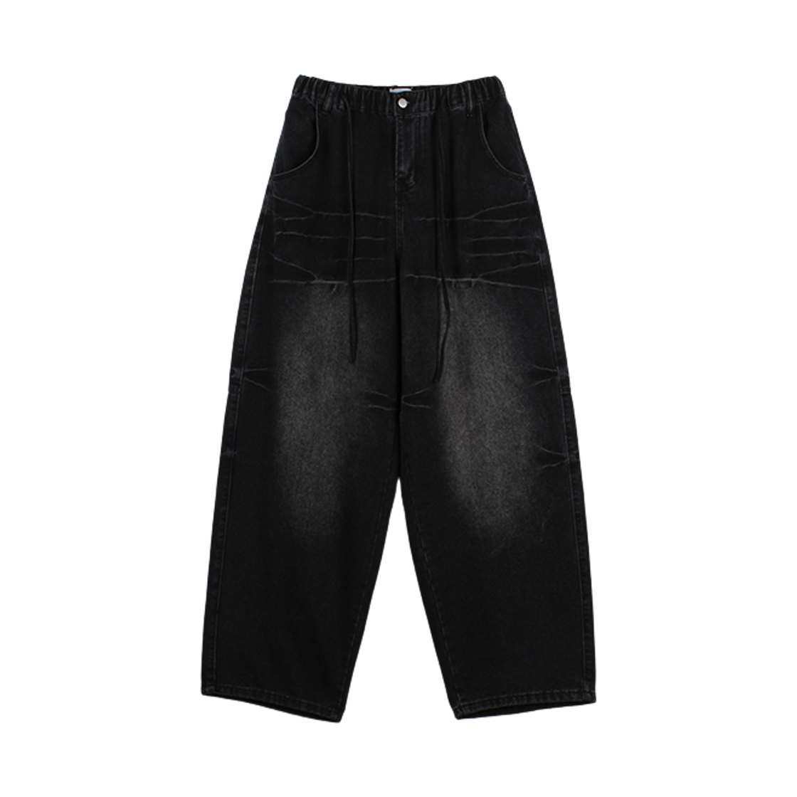 지크립 빈티지 워싱 다트 커브드 데님 와이드 밴딩 팬츠 블랙(GCLIP Vintage Washed Dart Curved Denim Wide Banding Pants Black)