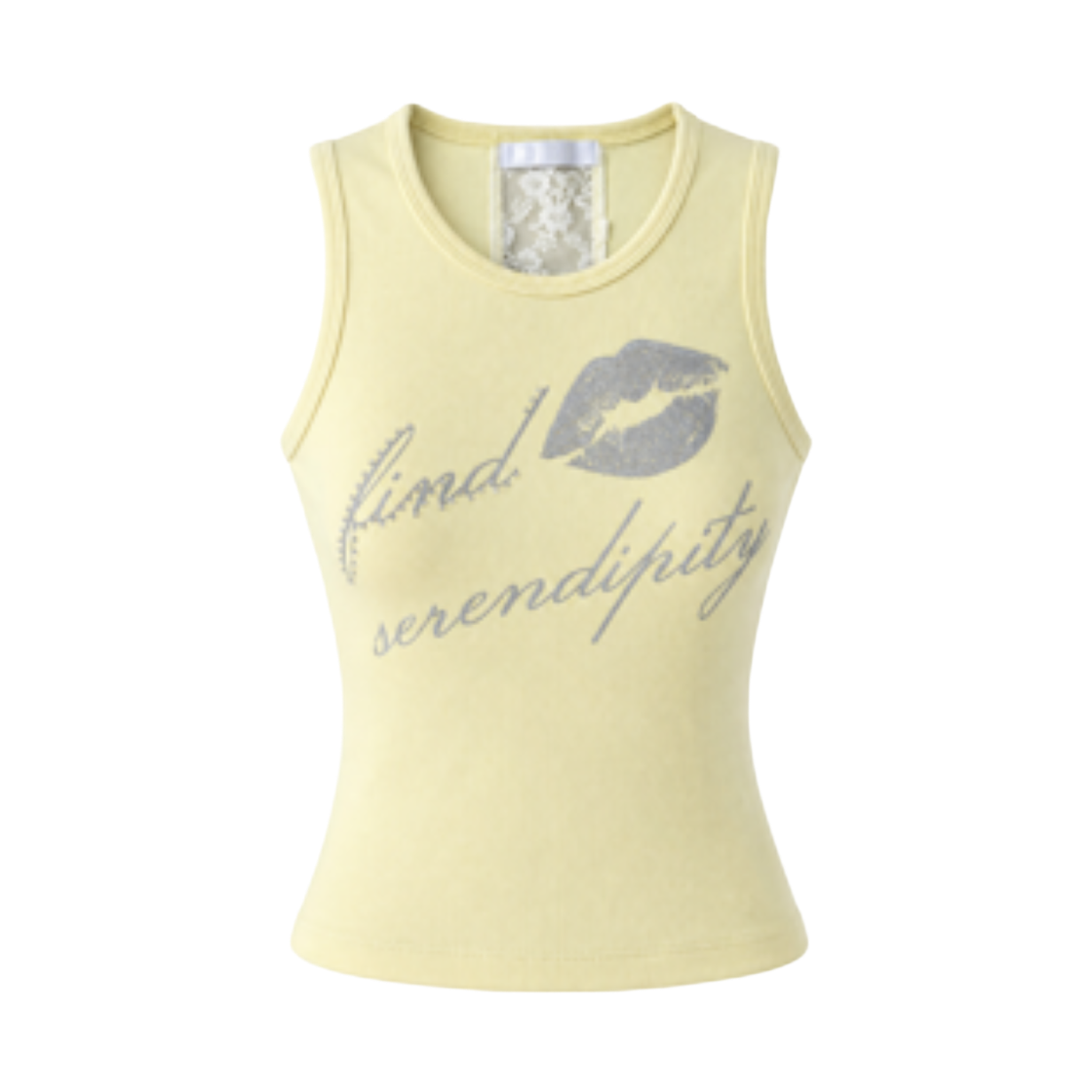 이유씨티 백 레이스 슬리브리스 탑 - 레몬(EUCT Back Lace Sleeveless Top - LEMON)