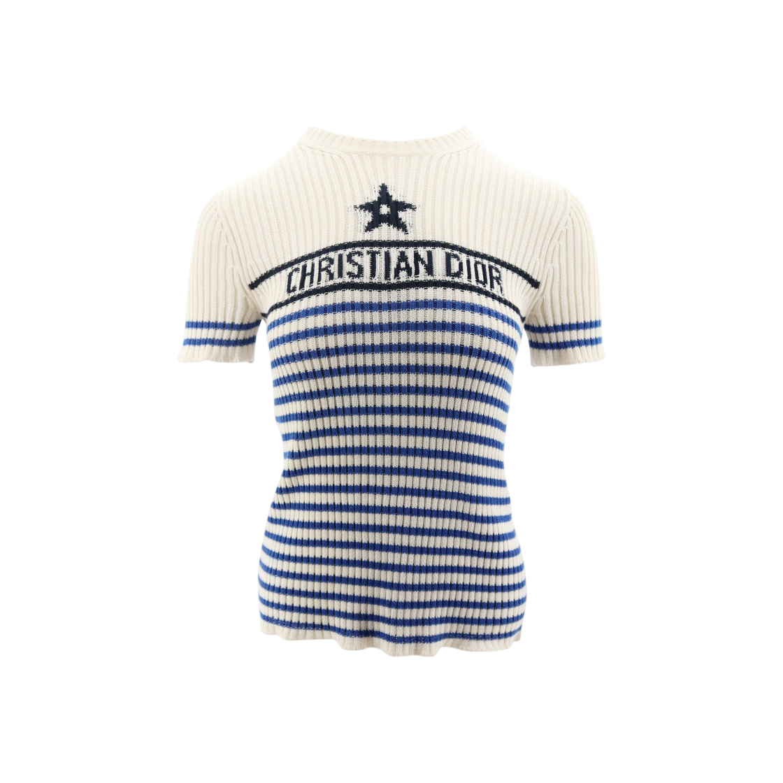 IT985KSW3NVA Dior Riviera Stripe Short Sleeve Knit