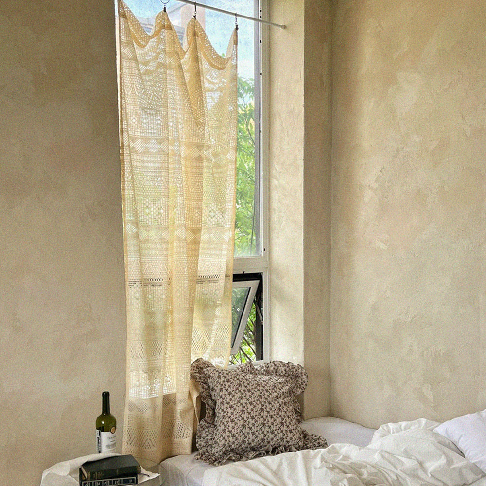 바닐라 브리즈 빈티지 레이스 뜨개 커튼 145x230cm(MUSEONGHWA Vanilla Breeze vintage lace crochet curtains 145x230cm) - 6