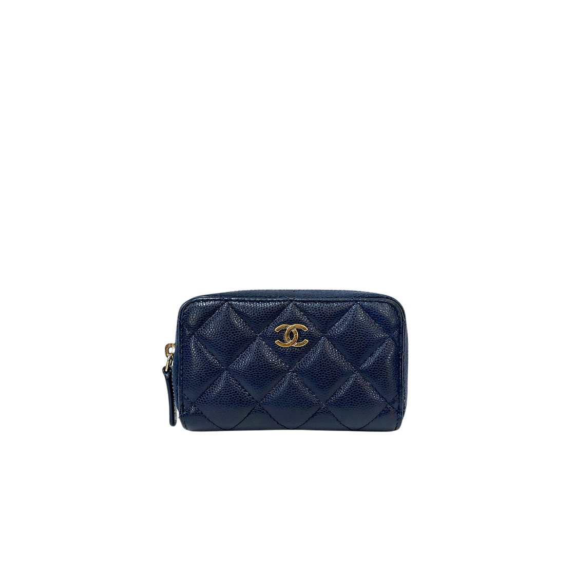 ITBWGS8FCGTJ Chanel Navy Caviar Zip Card Wallet C-B60940