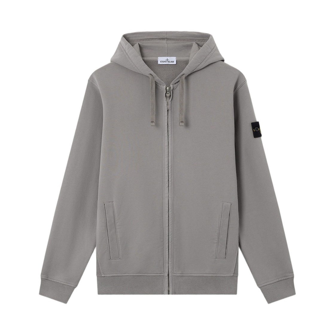 L2S1561000-67S0A20-V0060 Stone Island 6100067 Brushed Organic Cotton Fleece Regular-Fit Zip-Up Hooded Sweatshirt with Ribbed Inserts Grey - 26FW