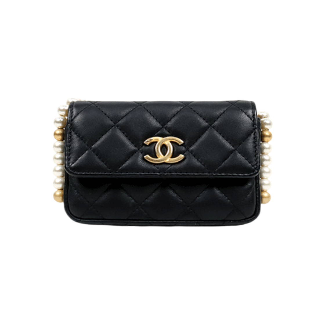 ITTID7K2QK6I Chanel Black Leather Pearl Mini WOC C-A63869