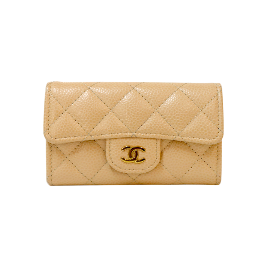 IT6LLL39JC4I Chanel Beige Caviar Leather Card Wallet C-B60171