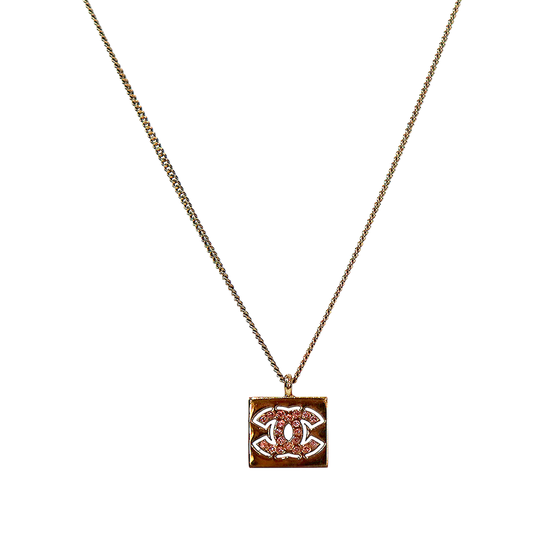 ITCTR2EA2NBR Chanel Pink Cubic Square CC Gold Necklace A-B63905
