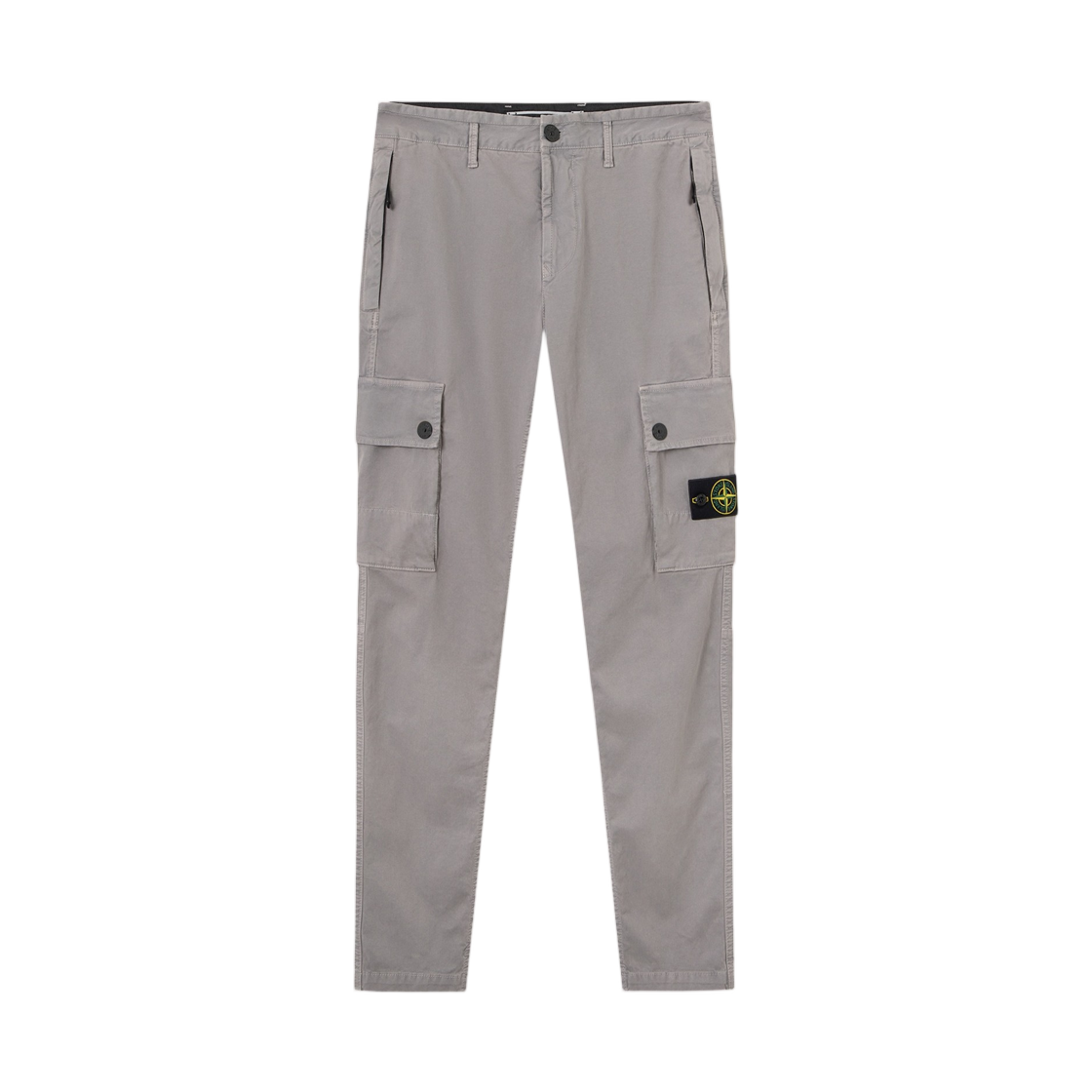 L2S1531000-34S00L1-V0160 Stone Island 3100034 Stretch Organic Broken Twill Cotton Old Effect Slim-Fit Cargo Trousers with Zip Hand Pockets Grey - 26FW