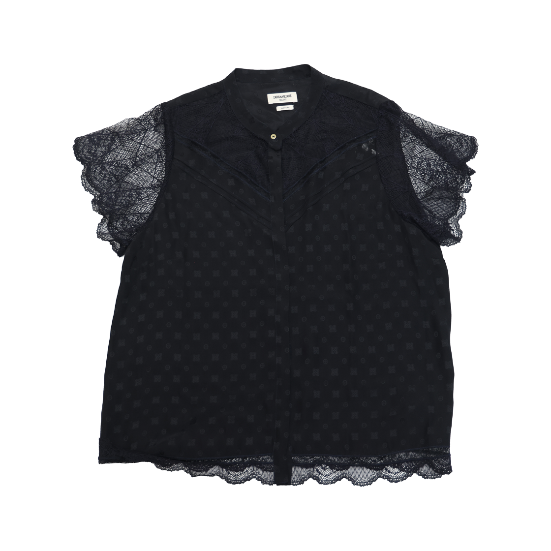 쟈딕앤볼테르 레이스 블라우스 실크 블랙(Zadig & Voltaire Lace Silk Blouse Black)
