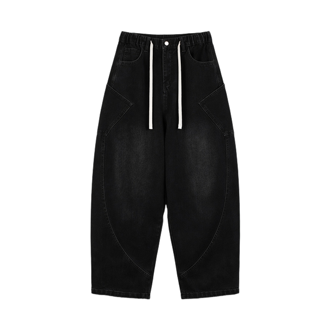 지크립 커브드 절개 데님 와이드 밴딩 팬츠 블랙(GCLIP Curved Seam Denim Wide Banding Pants Black)
