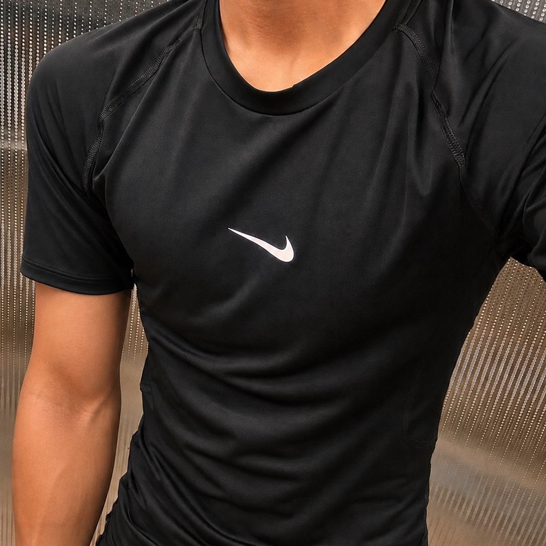 Nike Pro Dri-Fit Short Sleeve Fitness Top Black - Asia 착용 스타일