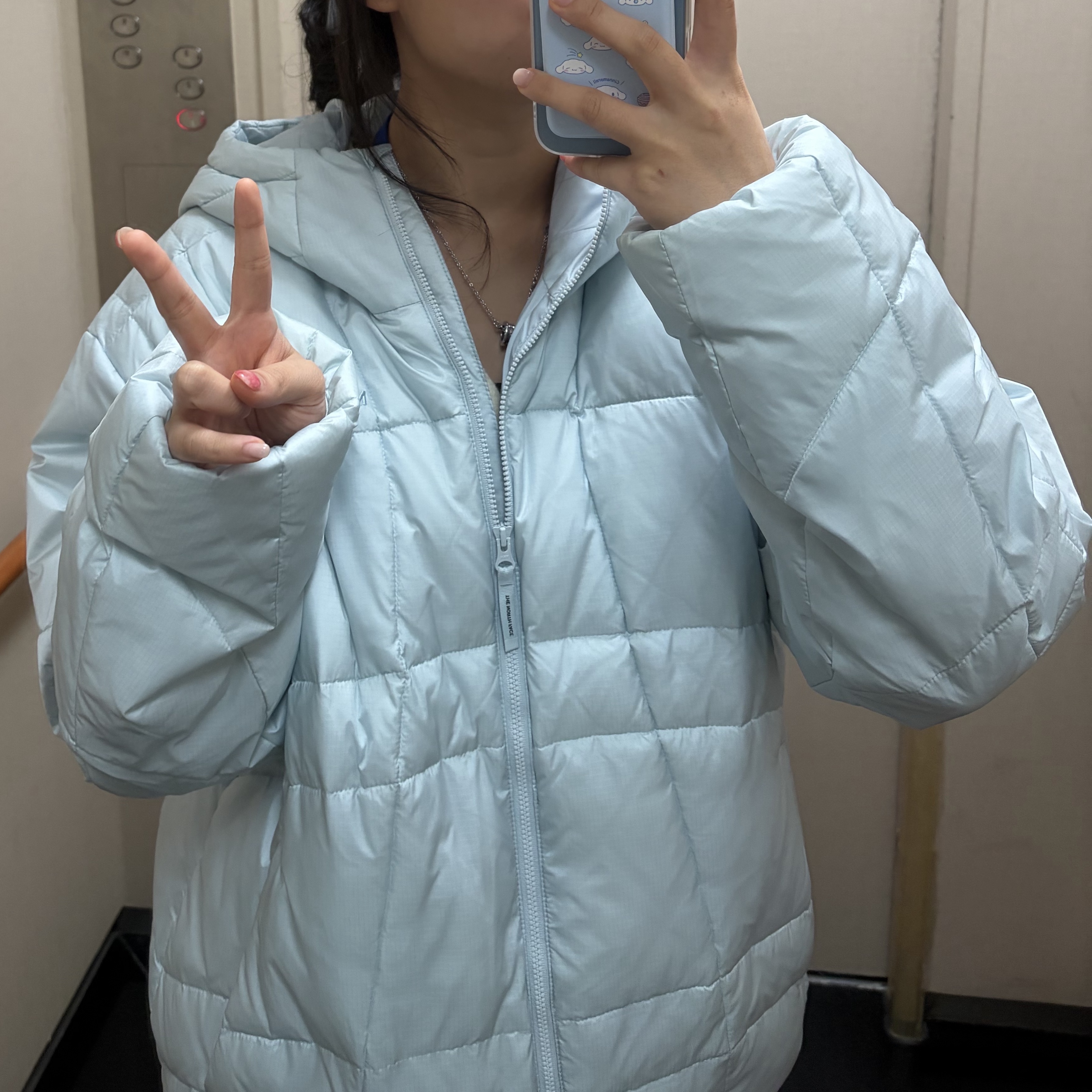 The North Face Wave LT On Jacket Light Blue 착용 스타일