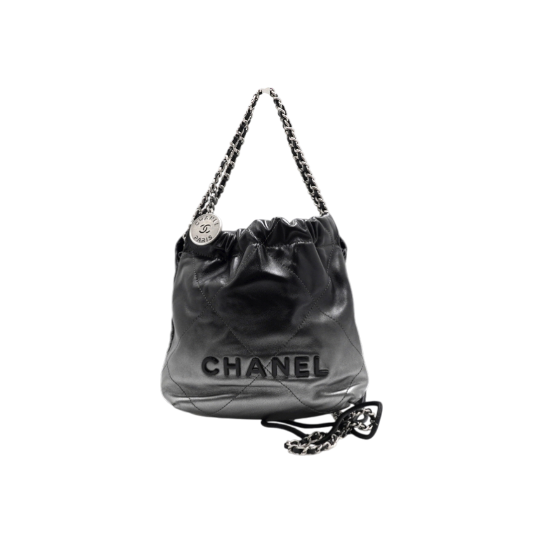 ITHTDRVP7PM7 Chanel AS3980 Black Calfskin Quilted 22 Mini Shoulder Bag AA60578