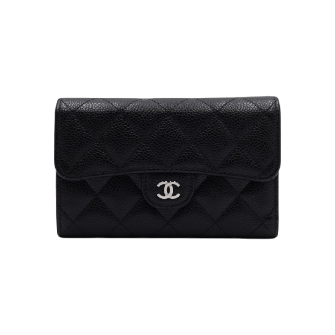 IT9MSNK2GT6P Chanel AP0232 Black Caviar Silver CC Logo Flap Classic Women Wallet
