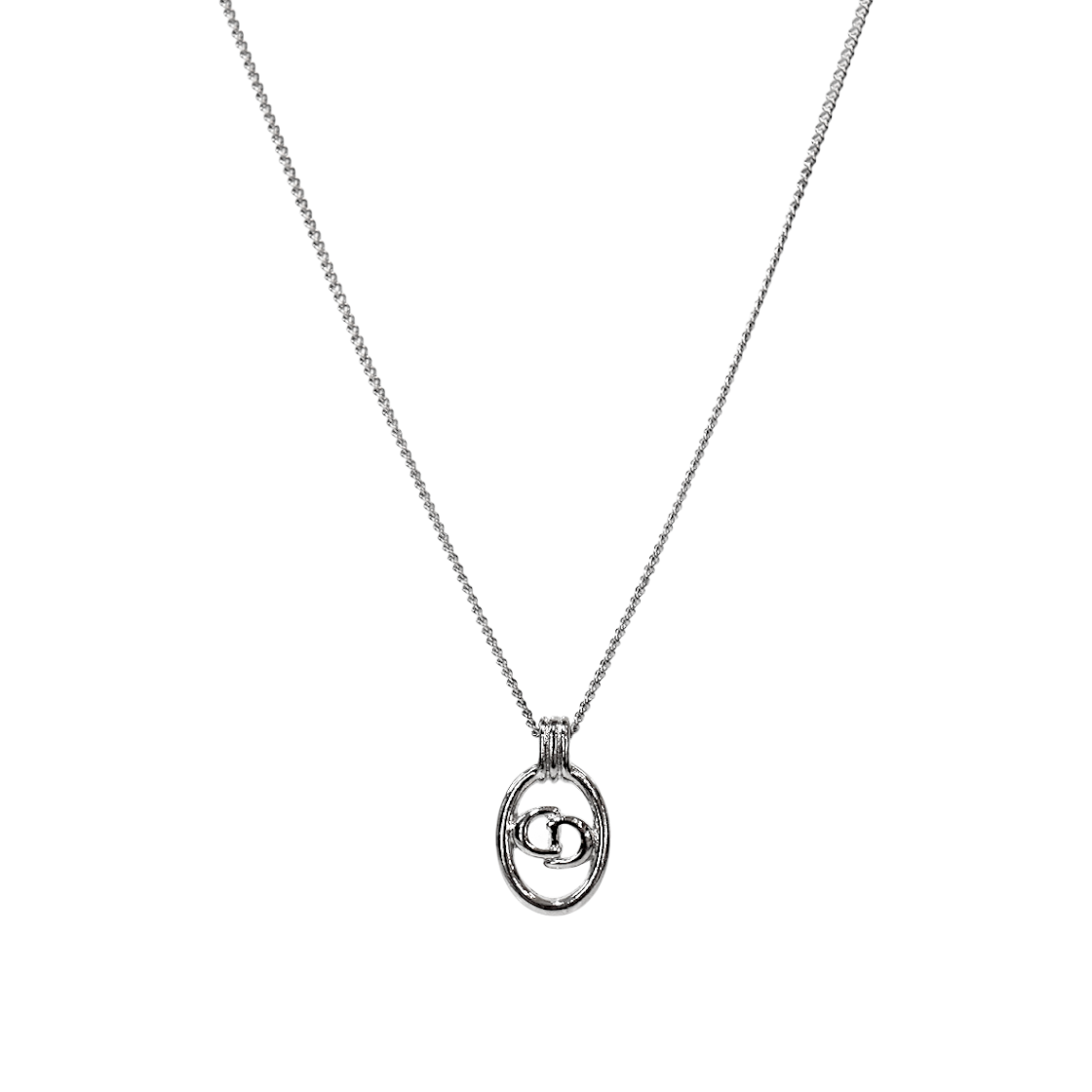 ITUMHOWUPPIJ Dior Round CD Silver Necklace A-B59168