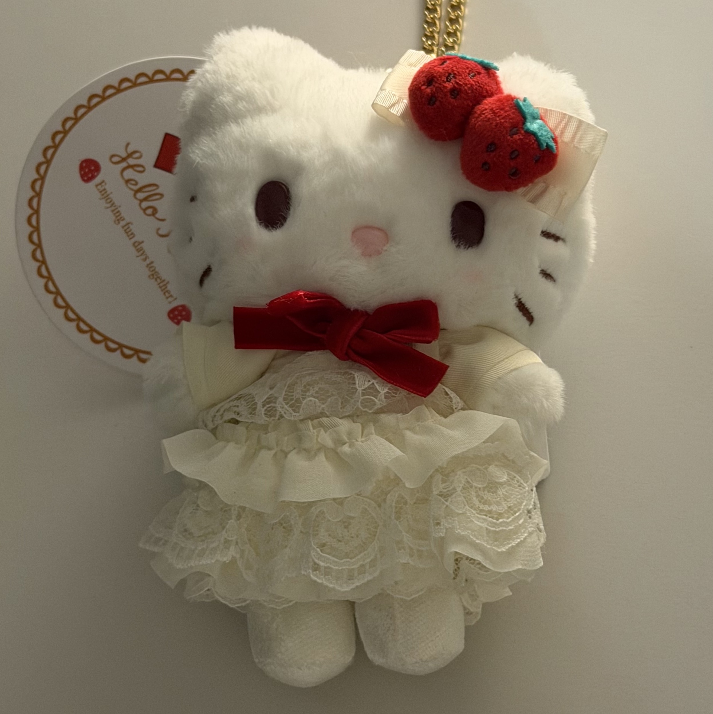 Sanrio Hello Kitty Shortcake Design Series Mascot Plush Keychain Bag Charm 착용 스타일