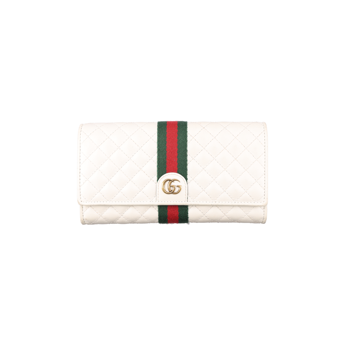 ITTSAPUAKL9I Gucci 536451 GG Web Quilted Flap Long Wallet in White & Gold