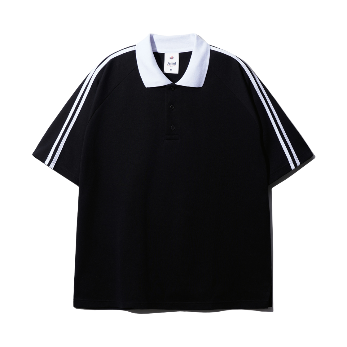 OYST2559_black_29 JEMUT Forward Overfit Collar Short T-Shirts Black OYST2559