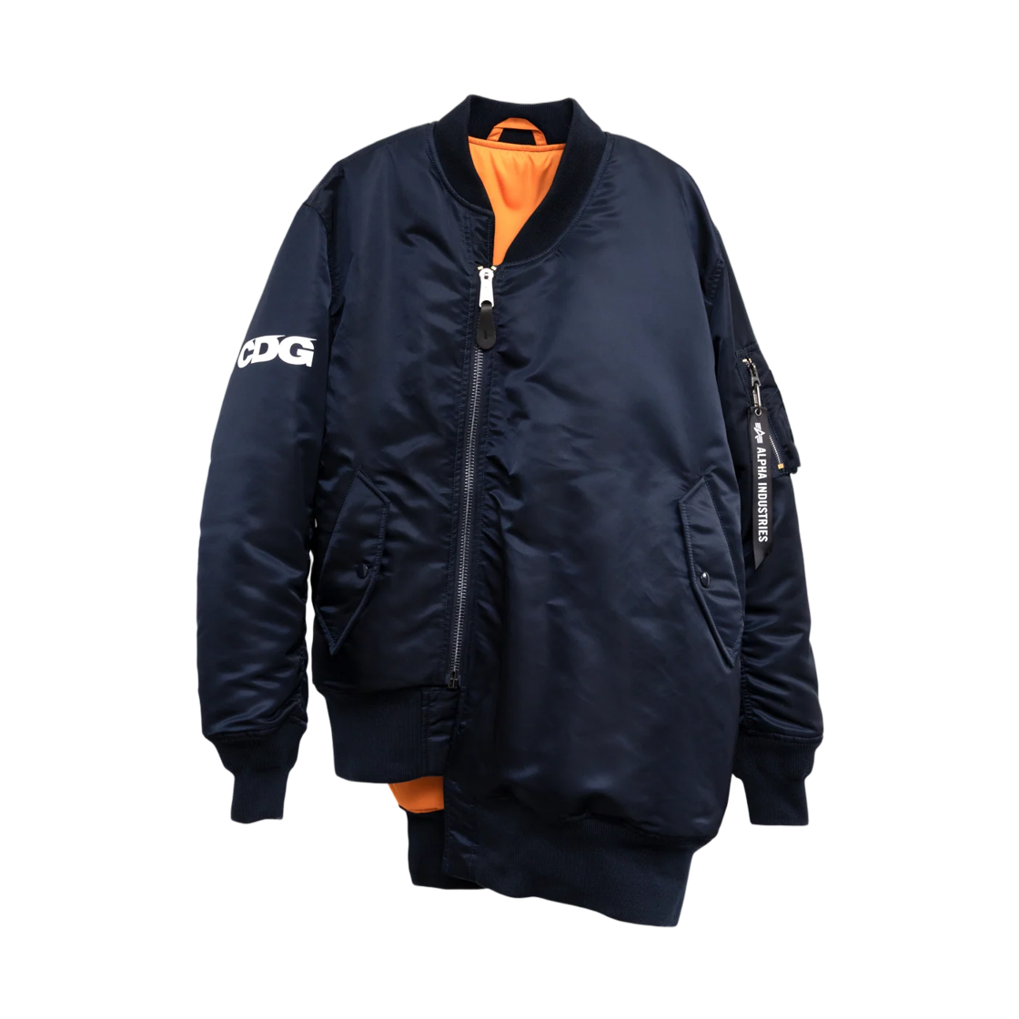CDG x 알파 인더스트리 바이어스 디자인 Ma-1 자켓 네이비(CDG x Alpha Industries Bias Desined Ma-1 Jacket Navy)