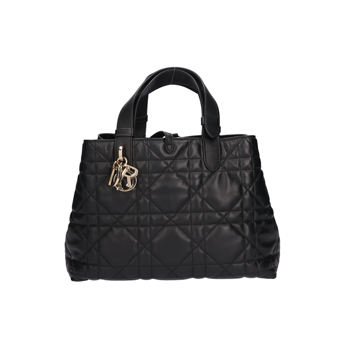 ITQG77GLGCQ6 Dior Medium Tuileries Bag in Black Macro Cannage Calfskin