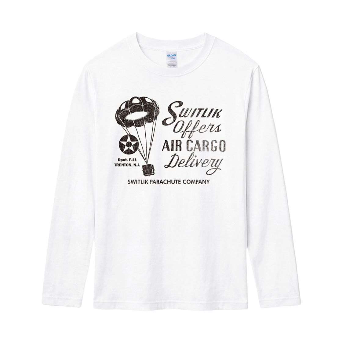 76400_White Gildan X Vintage Collection AIR CARGO Long Sleeve T-Shirt White