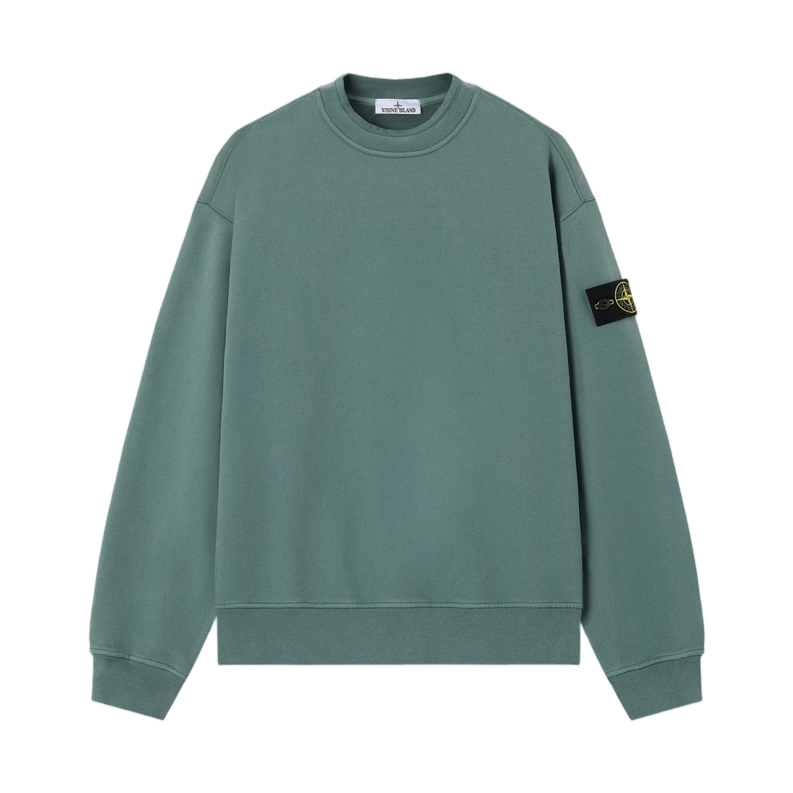 L2S1561000-22S0A20-V005T Stone Island 6100022 Brushed Organic Cotton Fleece Oversized-Fit Crewneck Sweatshirt with Ribbed Trims Ocean Green - 26FW