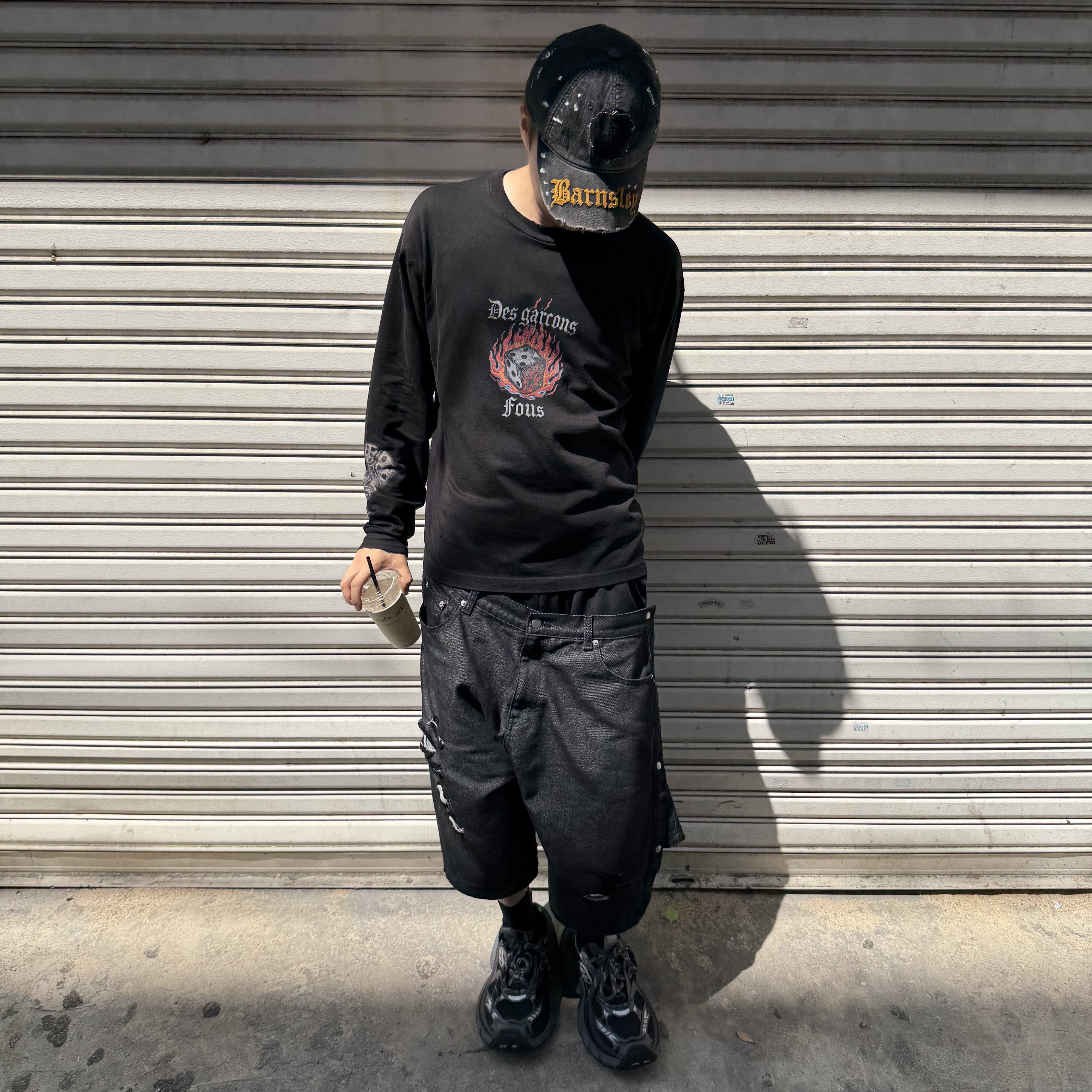 preoccupy Double-Layered Non-fade Bermuda Shorts, Balenciaga 6XL Sneakers Black Gray 착용 스타일 - 1