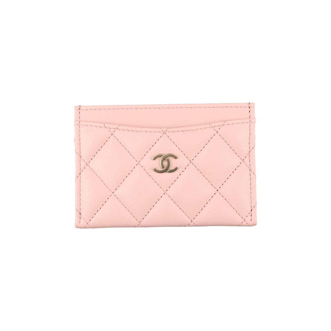IT76D9FON3L9 Chanel AP0213 CC Logo Classic Card Holder in Light Pink Calfskin