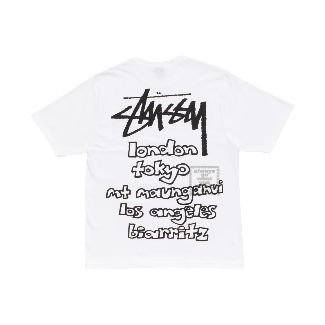 스투시 x 올웨이즈 두 왓 유 슈드 두 월드 투어 티셔츠 화이트(Stussy x Always Do What You Should Do World Tour T-Shirt White)