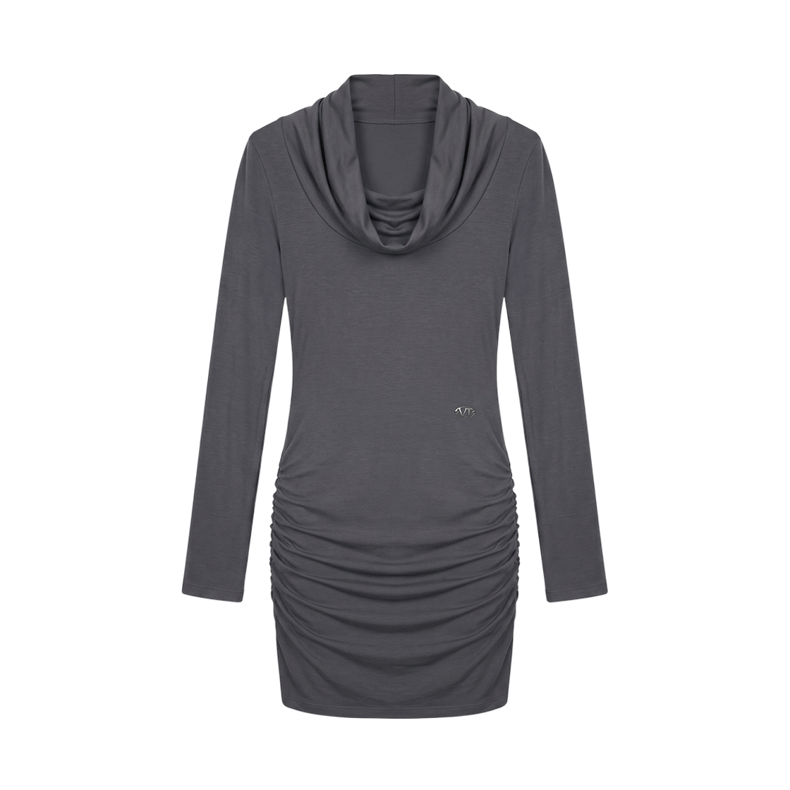 VT26FOP101CRC VOONT Drape Hood Mini Dress (CHARCOAL)