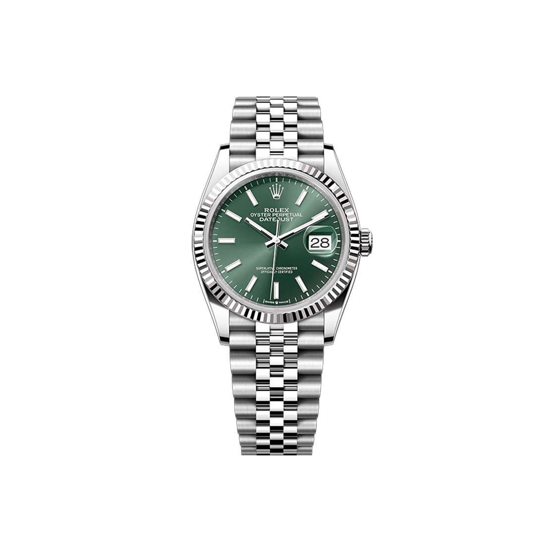IT5IVJWQDN2H Rolex Datejust 36 - 126234 Mint Green Bar Jubilee No. 8280