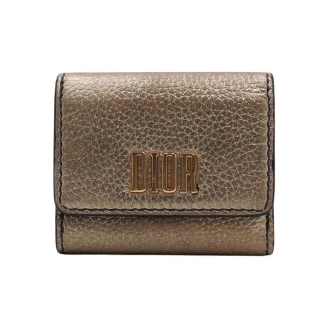 ITG6JDG3E3AJ Dior S7502CVYZ Metallic Gold Leather Flap Wallet