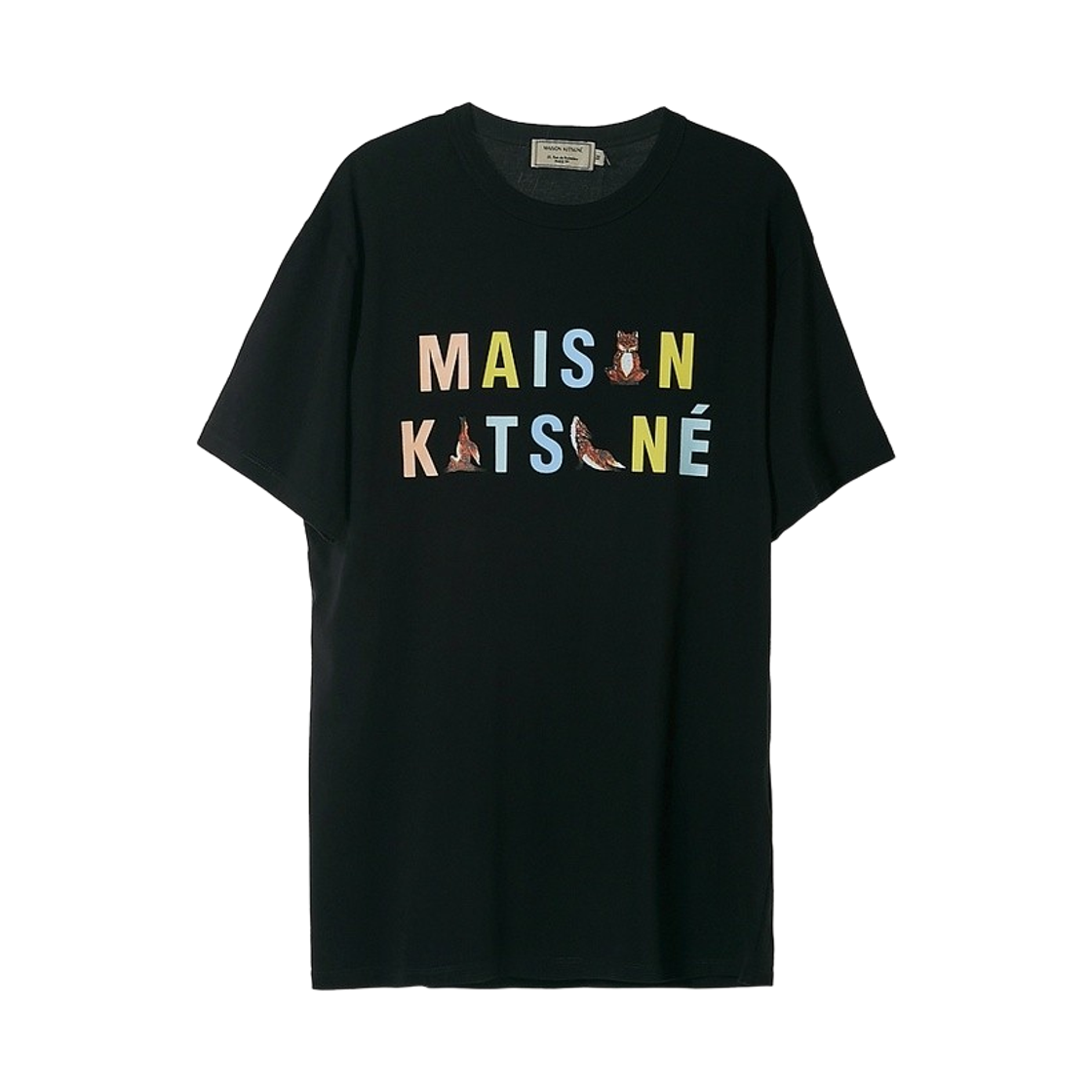 EU00152KJ0008 Maison Kitsune Rainbow Yoga Foxes T-Shirt Black