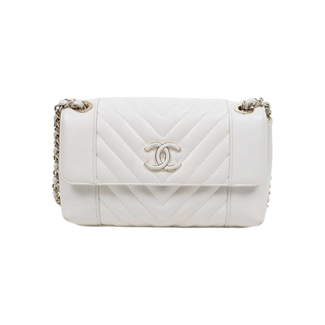샤넬 화이트 쉐브론 체인 숄더백 C-A64356(Chanel White Chevron Chain Shoulder Bag C-A64356)