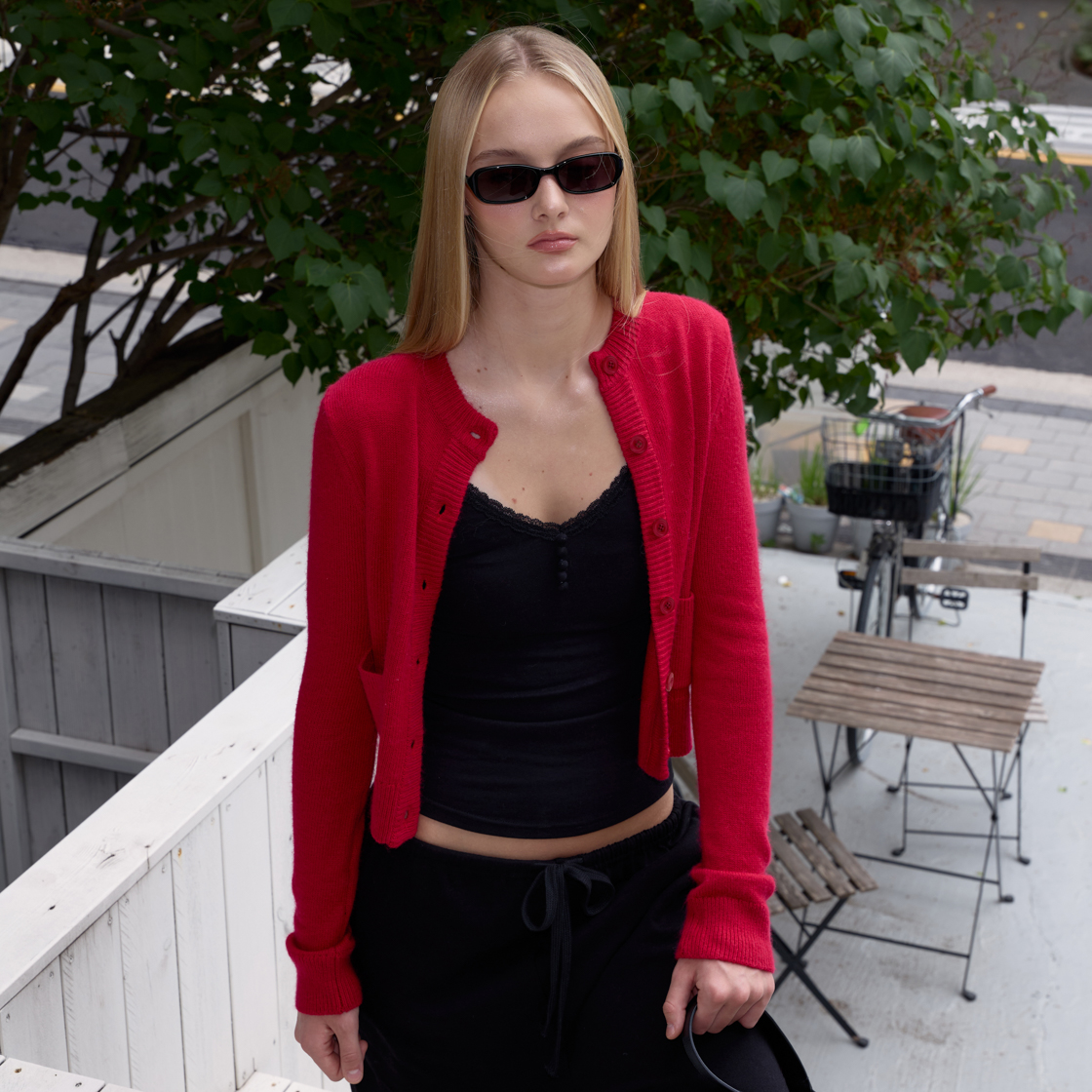 로제프란츠 더블 포켓 가디건 [로즈 레드](Rosefrantz Double Pocket Cardigan [Rose Red]) - 3